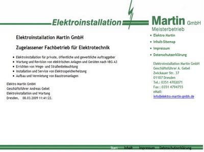 Elektroinstallation Martin GmbH - Redesign mobil + responsiv fr Tablet und Smartphone