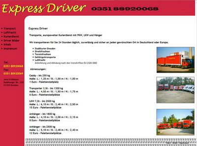 Express-Driver Transporte, europaweiter Kurierdienst mit PKW, LKW und Hnger